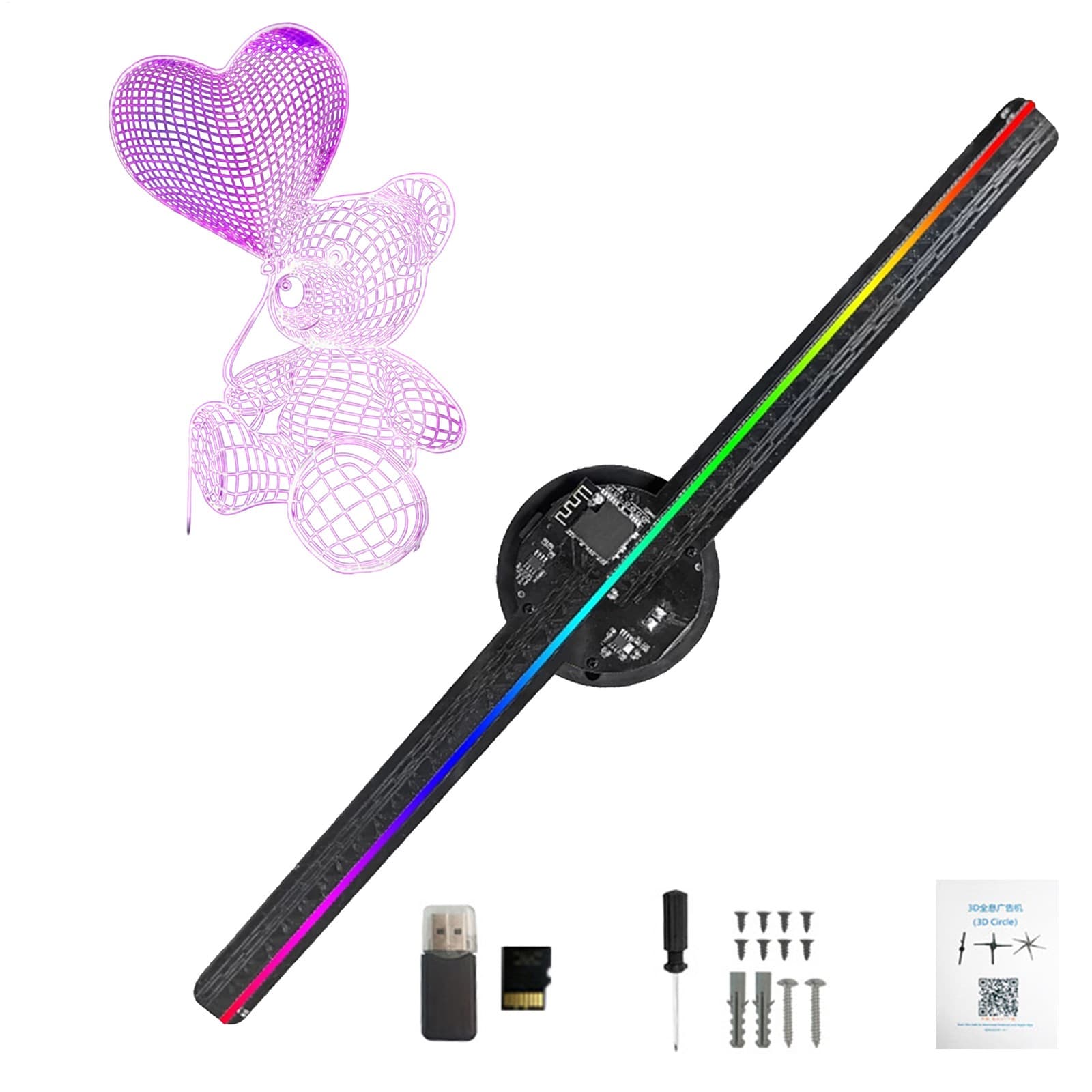 3D Holographic Projector LED Fan Projector 16.5 Inches LED Fan Christmas Tree 4