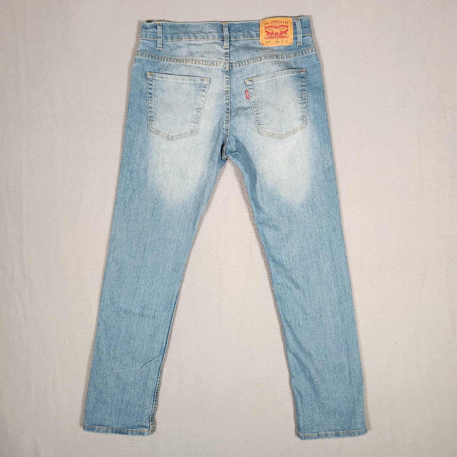 Levis 511 Jeans Youth Boys 18 Regular 29x29 Blue Slim Light Wash Denim Stretch 4