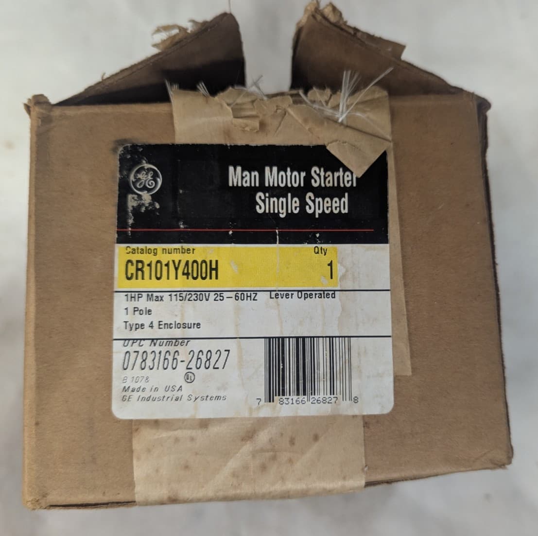 GE # CR101Y400H / MAN MOTOR STARTER, (HAZARDOUS LOCATION). 1 HP, 125/230 VOLTS.
