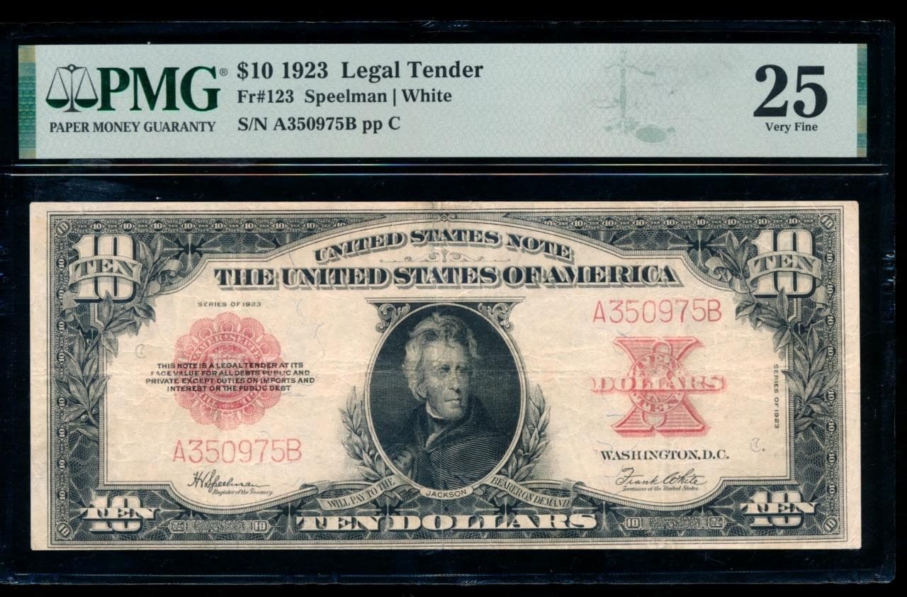 AC Fr 123 1923 $10 Legal Tender PMG 25 POKER CHIP