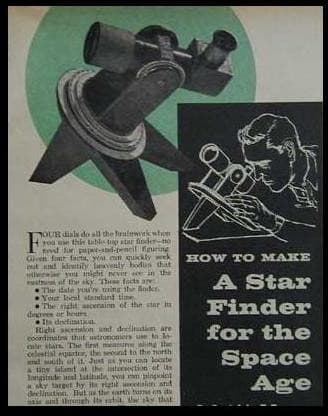 Astronomers Star Finder Telescope 1961 How-To build PLANS