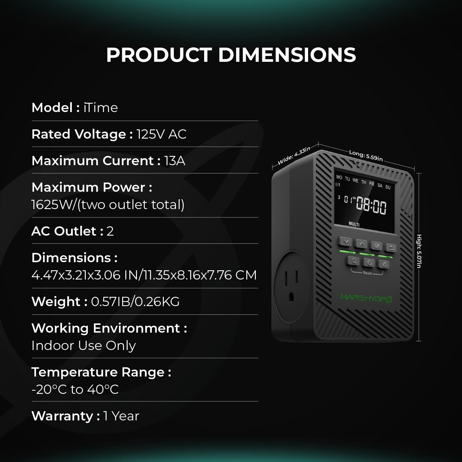 Mars Hydro Dual Port Timer: Controls all light models and fill lights 6