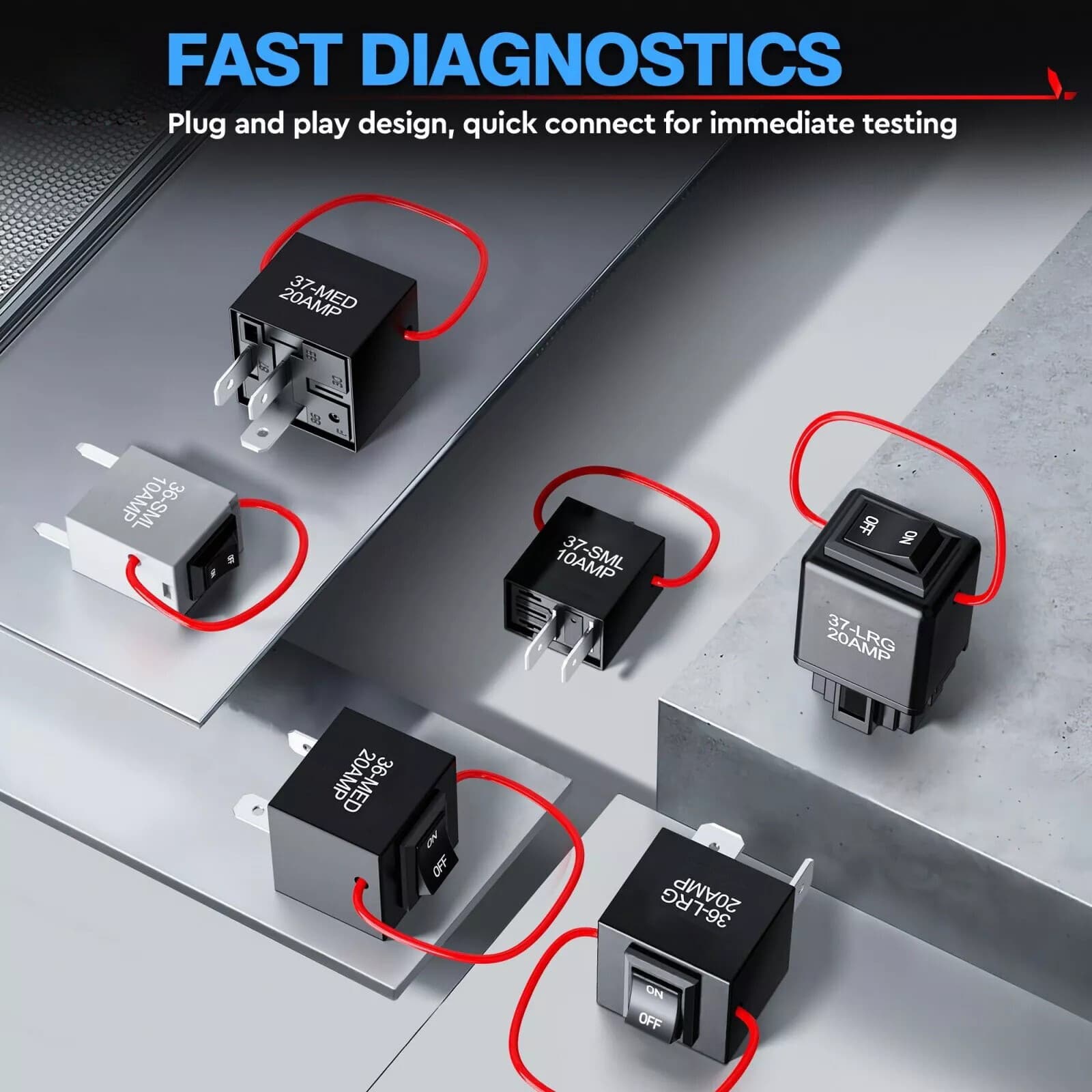 Relay Bypass Switch & Diagnostic Tester 9038A Tester Kit with Amp Loop 6-Pack 4
