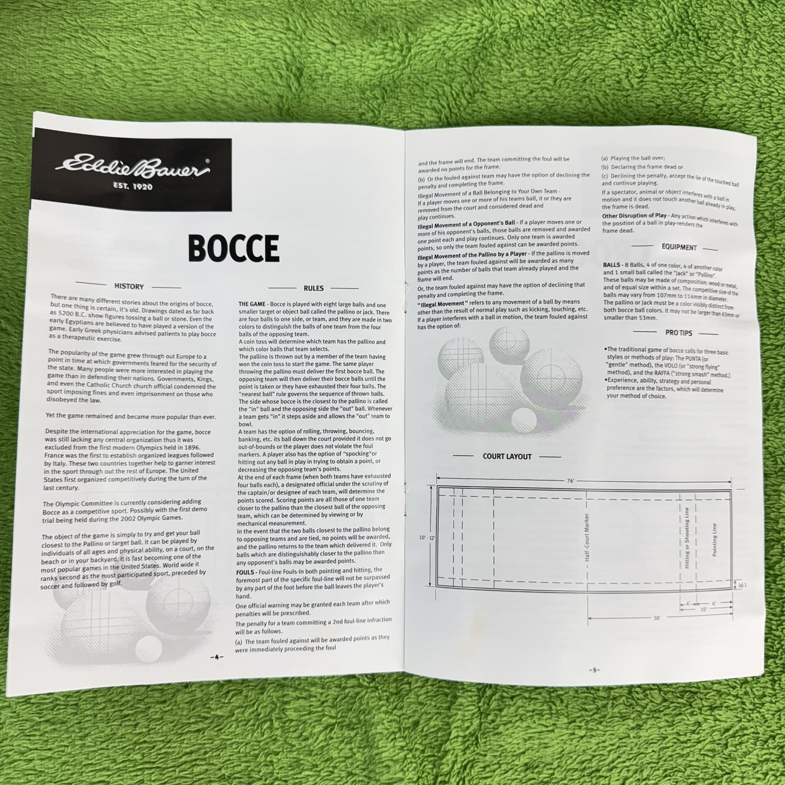 Vintage Eddie Bauer Bocce Ball Set Game w/Original Canvas Bag And Instructions 6