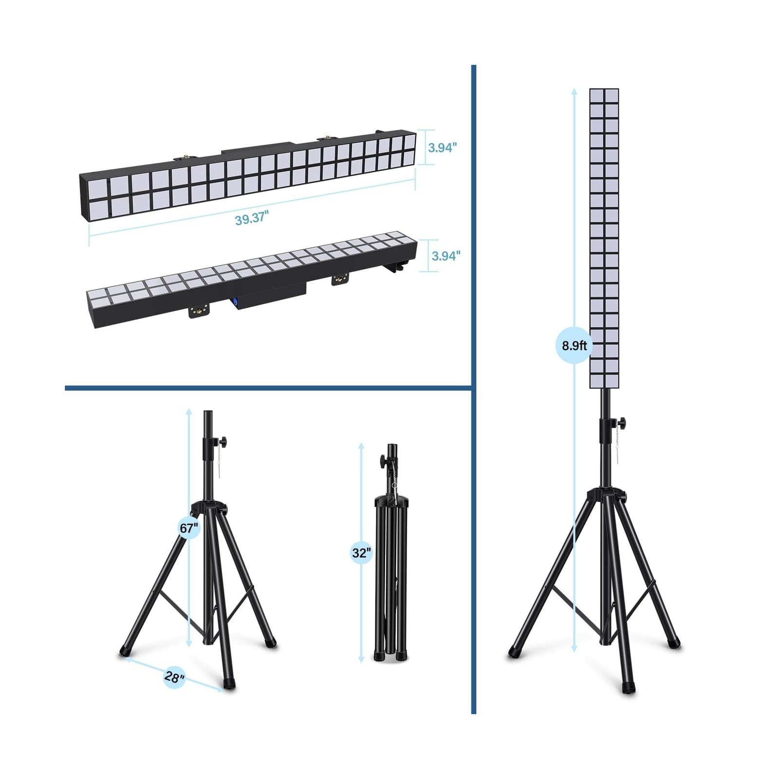 DJ Stage Lights Bar with Stand, 100W RGB LED DMX Pixel Light Bar, 20x2 Matrix... 4