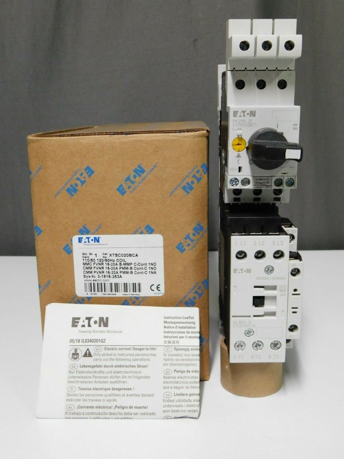 NEW Eaton XTSC020BCA XT IEC Manual Motor Controller 16-20A 110-120VAC Coil 3Pole