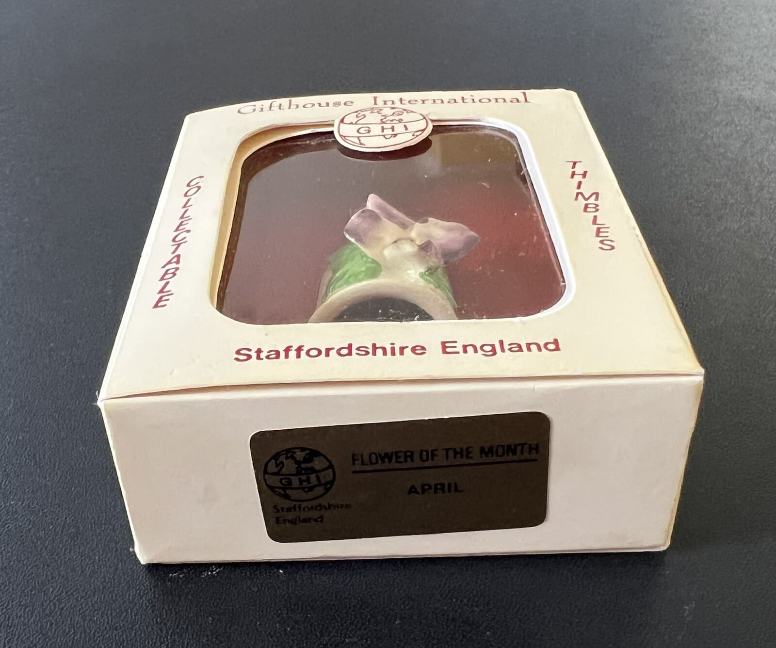 Gifthouse International Thimble - Flowers of the Month - April - Staffordshire 2