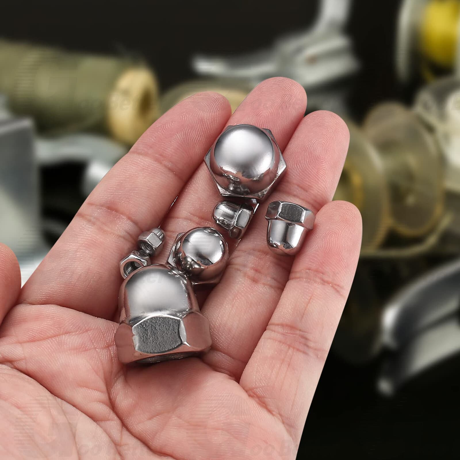 120Pcs UNC Hex Acorn Cap Nuts Assortment Kit #6 #8 #10 - 1/2" A2 Stainless Steel 3