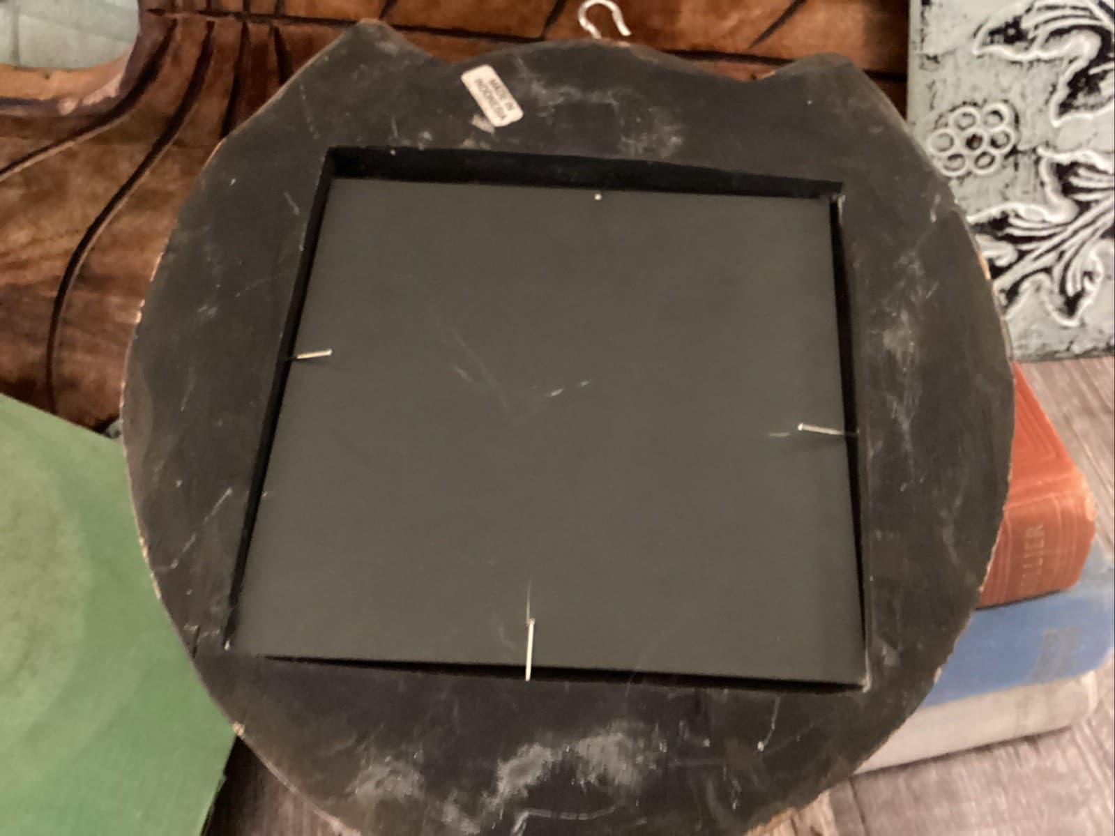 Indonesian Balinese Wood Polka Dot Cat Mouth Mirror Folk Art Kitty Wall Mirror 3