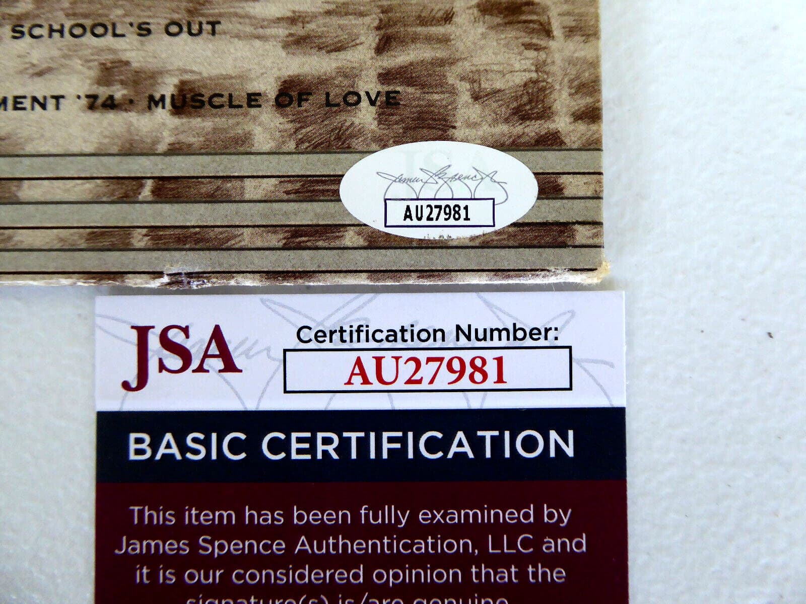 Alice Cooper Signed Greatest Hits Record Album Auto, Vincent Fournier, JSA COA 4