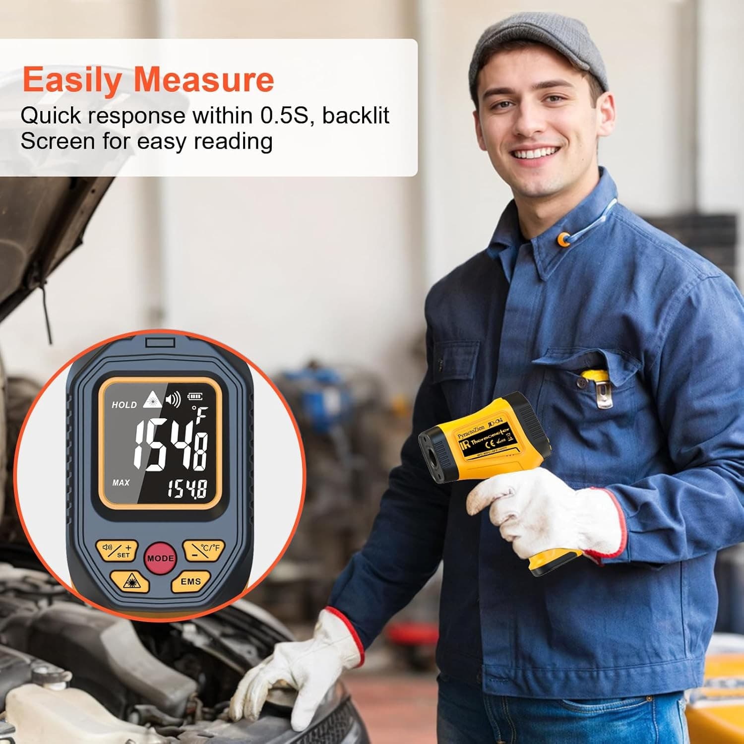 Infrared Thermometer Gun -58°F to 1472°F with Backlit Display, Laser Thermomet 4