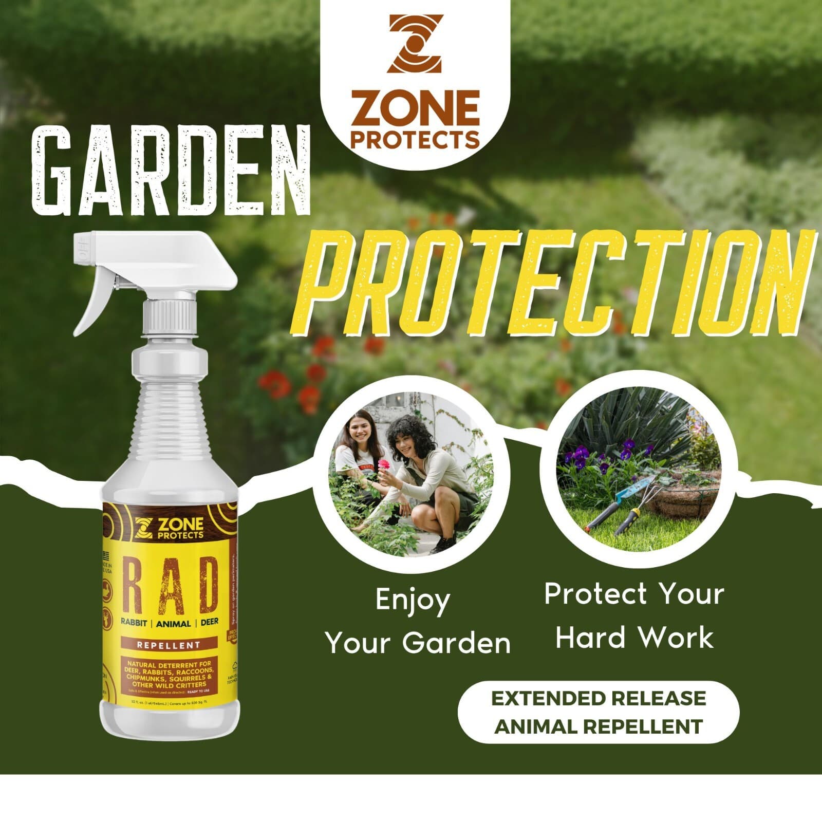 R.A.D.; Rabbit, Animal, Deer Repellent; Keep Deer and Rabbits Out of Your Garden 2