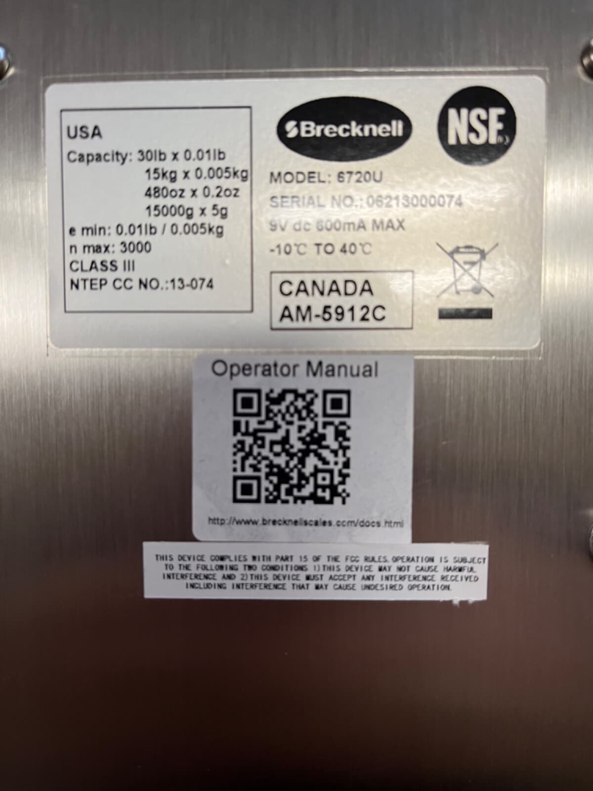 NEW Brecknell 6720U POS Scale Internal & External Display-30 lb Capacity NSF NEW 2