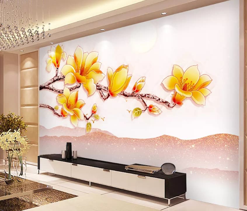 3D Flower Branch G15127 Wallpaper Wall Murals Removable Self-adhesive Honey 2