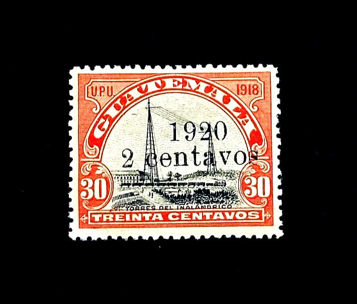 GUATEMALA Stamp - 1920 Radio Station Overprint Sn 166 Mint OG H r36