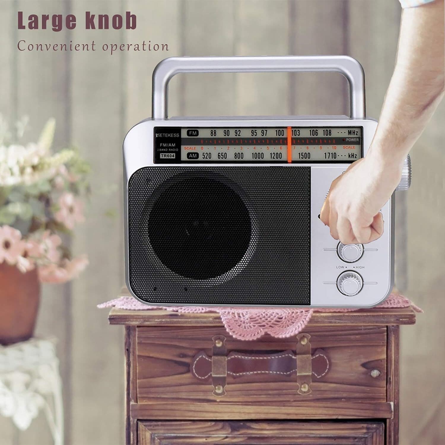 Retekess TR604 AM FM Radio, Portable Radios with Best Reception, AC or D Battery 5