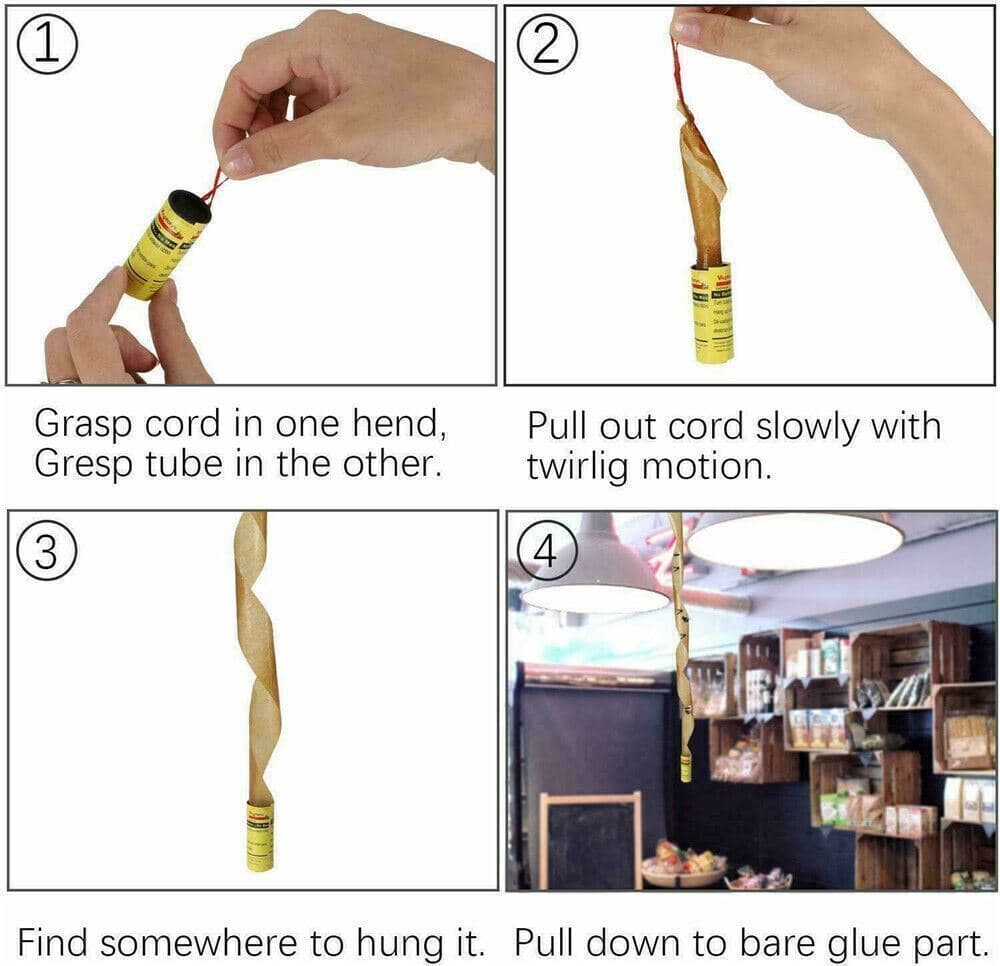 8/16 Rolls Insect Bug Fly Glue Paper Catcher Sticky Flies Trap Ribbon Tape Strip 4