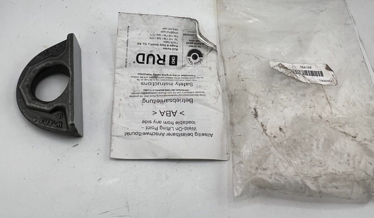 Rud Chain 7900352 Weld On W-ABA Hoist Ring 0° Swivel Angle 1.6 T Work Load 5