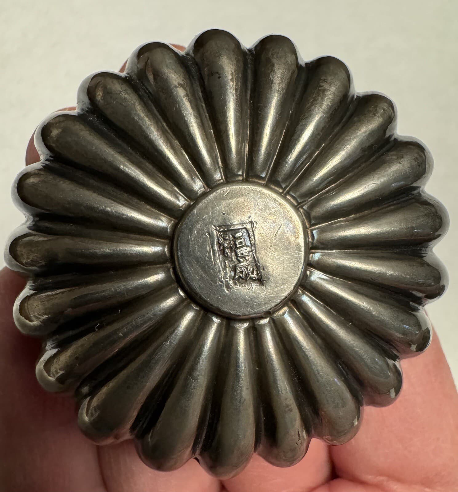 Antique Estate Chinese Sterling Intricate Pumpkin Shape Trinket Box Signed 6