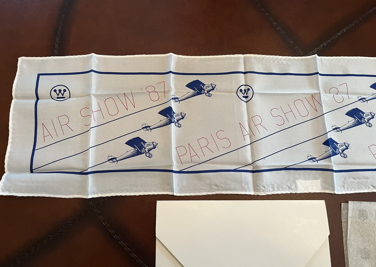 1987 Paris Air Show Silk Scarf Westinghouse With Orig Envelope Collectable 2