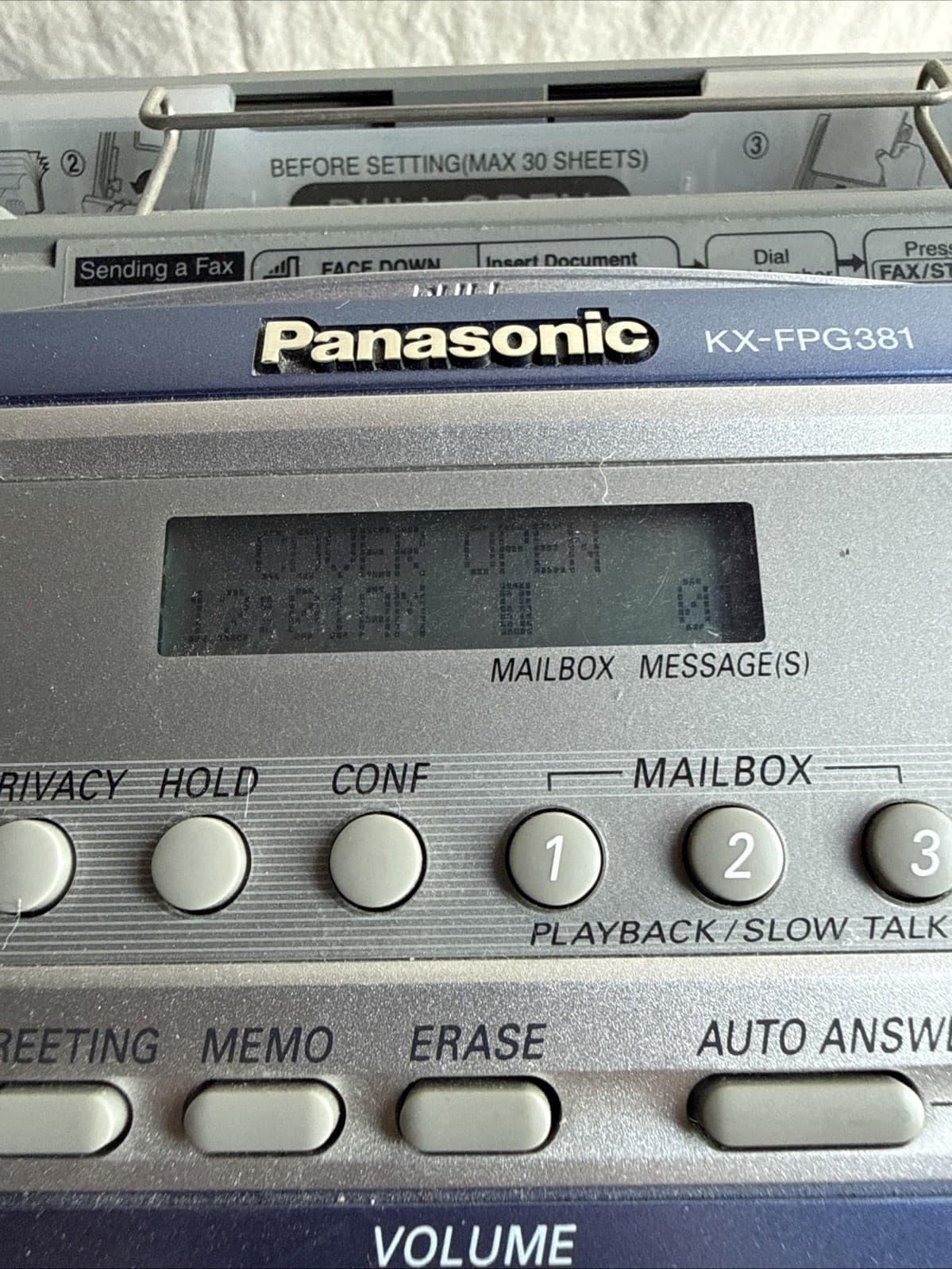Panasonic Multitalk Expandable To 8 Fax & Copier Model KX-FPG381 Power Tested 2