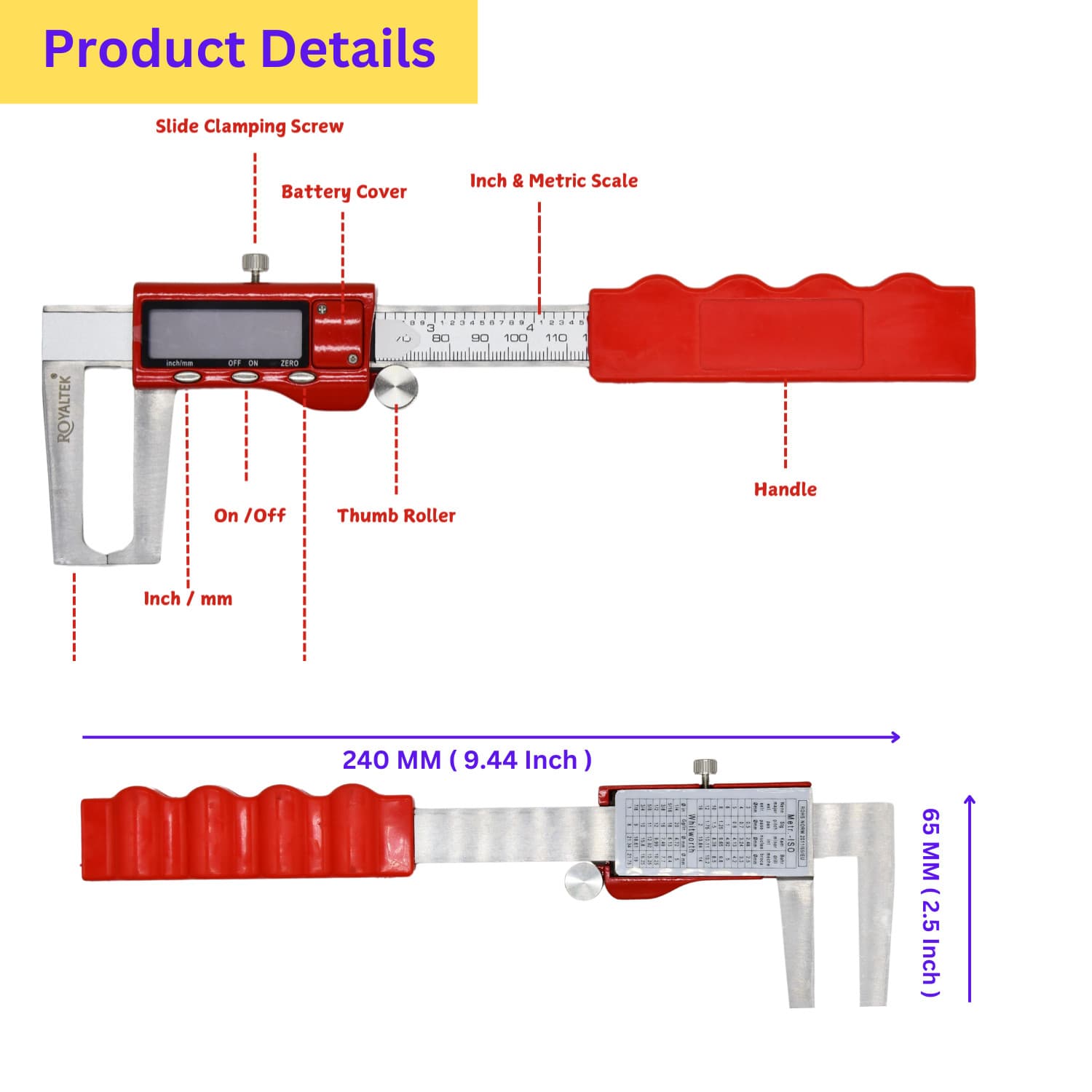 Disc Brake Rotor Micrometer,Digital Caliper Measuring Tool for Disc Brake-6 Inch 6