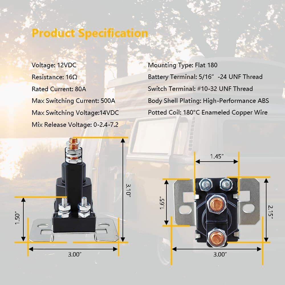 80 Amp Battery Isolator Relay 12V Continuous Duty Solenoid Relay High Current St 5