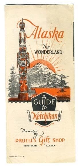 2 Brochures History of Ketchikan & Totems 1950 Pruell's Billingley Alaska 