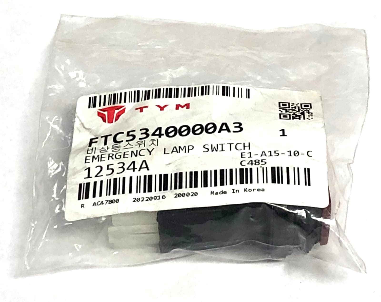 TYM/BRANSON PART# FTC5340000A3, REPLACEMENT EMERGENCY LAMP SWITCH -OEM 3