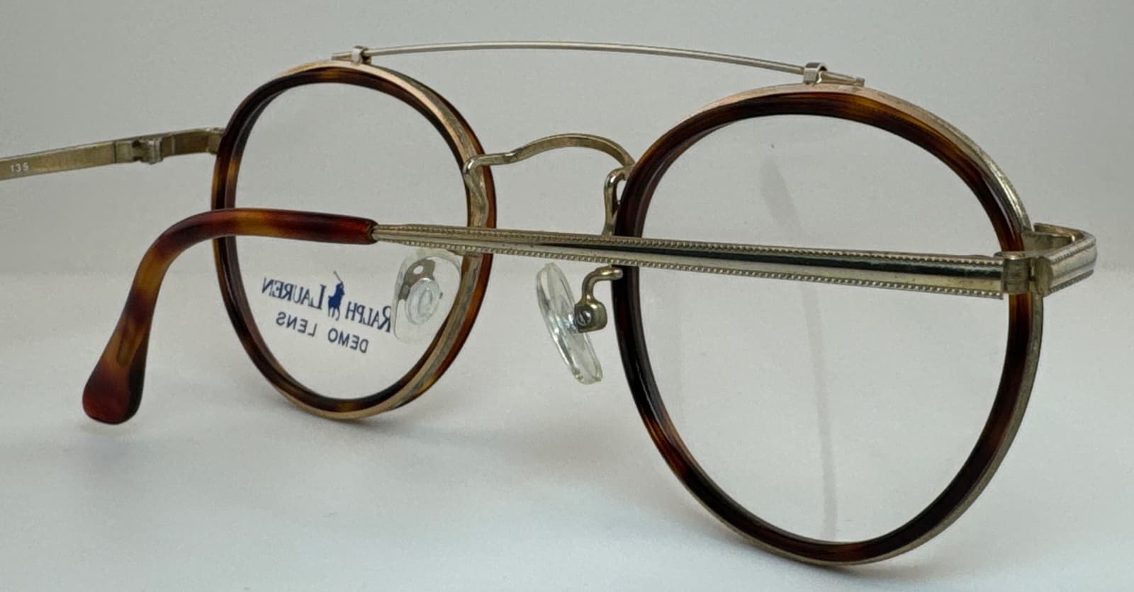 Vintage POLO RALPH LAUREN 536 Eyeglass 90s Round Eyewear Tortoise Antique Gold 6