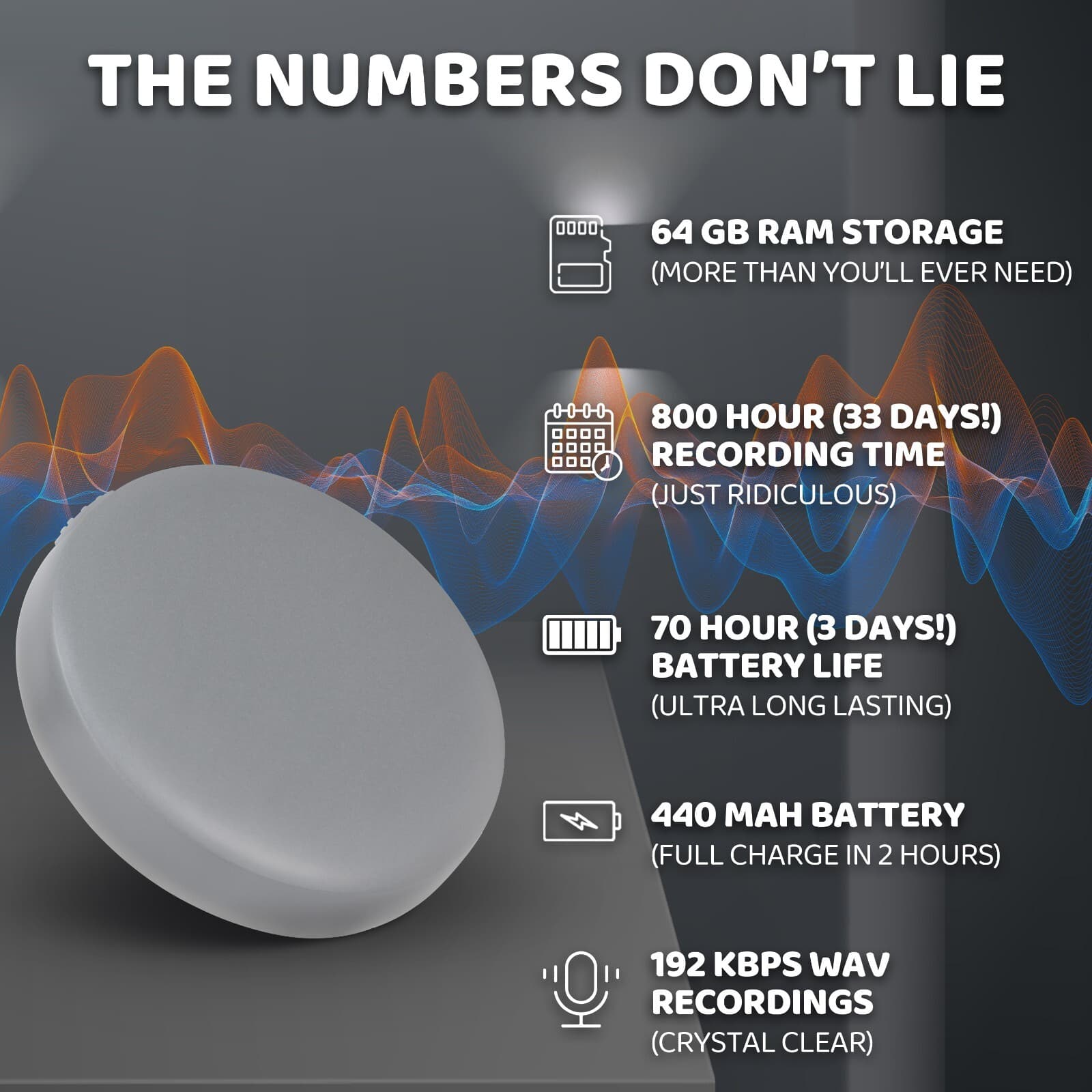 Spy Recorder Device Secret Voice Recorder Magnetic Mini Recorder Light Gray 4