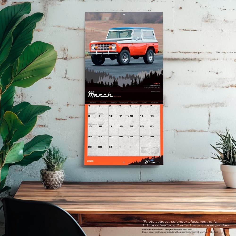 Ford Bronco OFFICIAL | 2026 12x24" (Hanging) Square Wall Calendar | Plastic-Free 5
