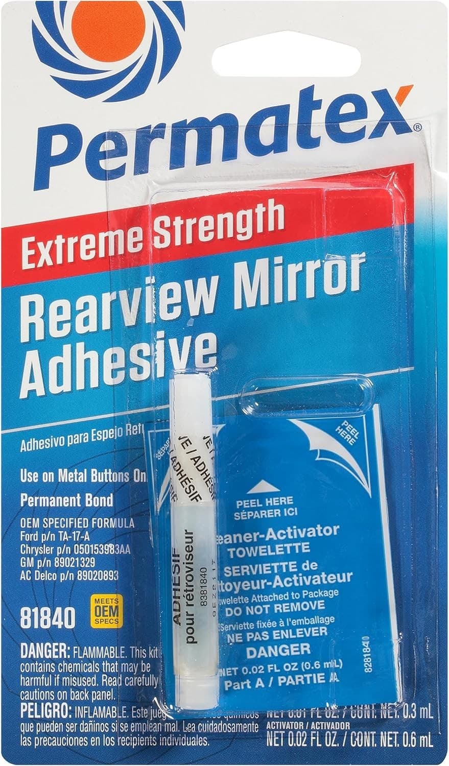 Permatex 81840 Extreme Rearview Mirror Profressional Strength Adhesive Kit , Whi
