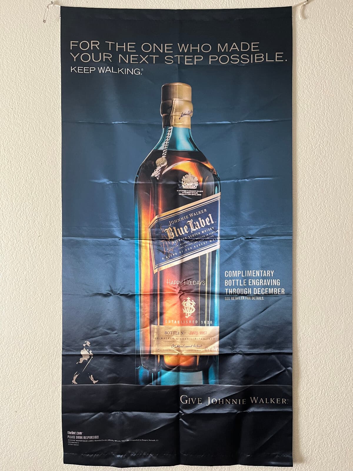 Johnnie Walker Banner/Wall Hangings-Your Choice 4 Styles-Golf-Blue-Striding Man