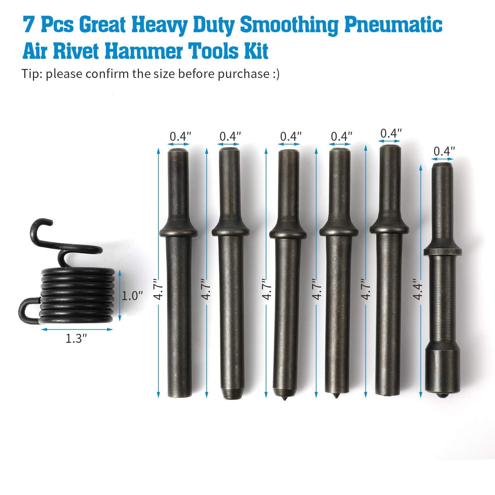 7 Pcs Great Heavy Duty Smoothing Pneumatic Air Rivet Hammer Tools Kit Style 2 2