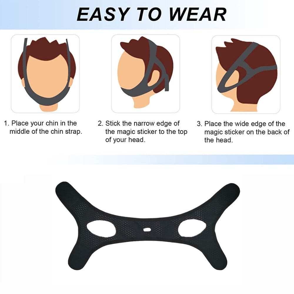 Black Snore Stop Belt Anti Snoring Cpap Chin Strap Sleep Apnea Jaw Solution New 4