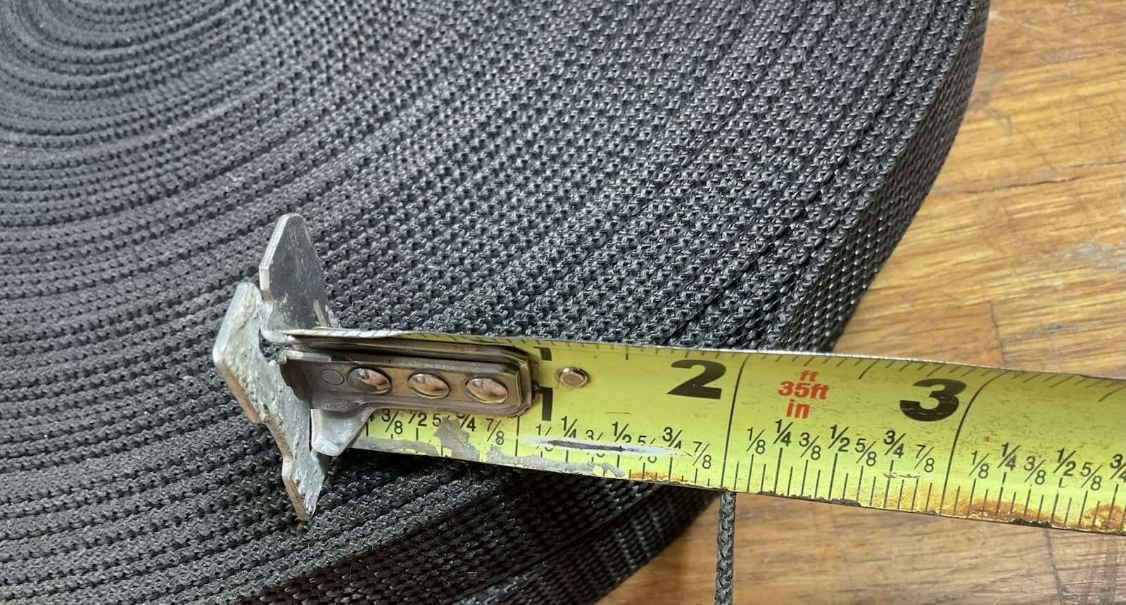 100 Yards 1” Heavy Nylon Webbing Strap - .0625” Thick Black Tight Grid Strapping 4