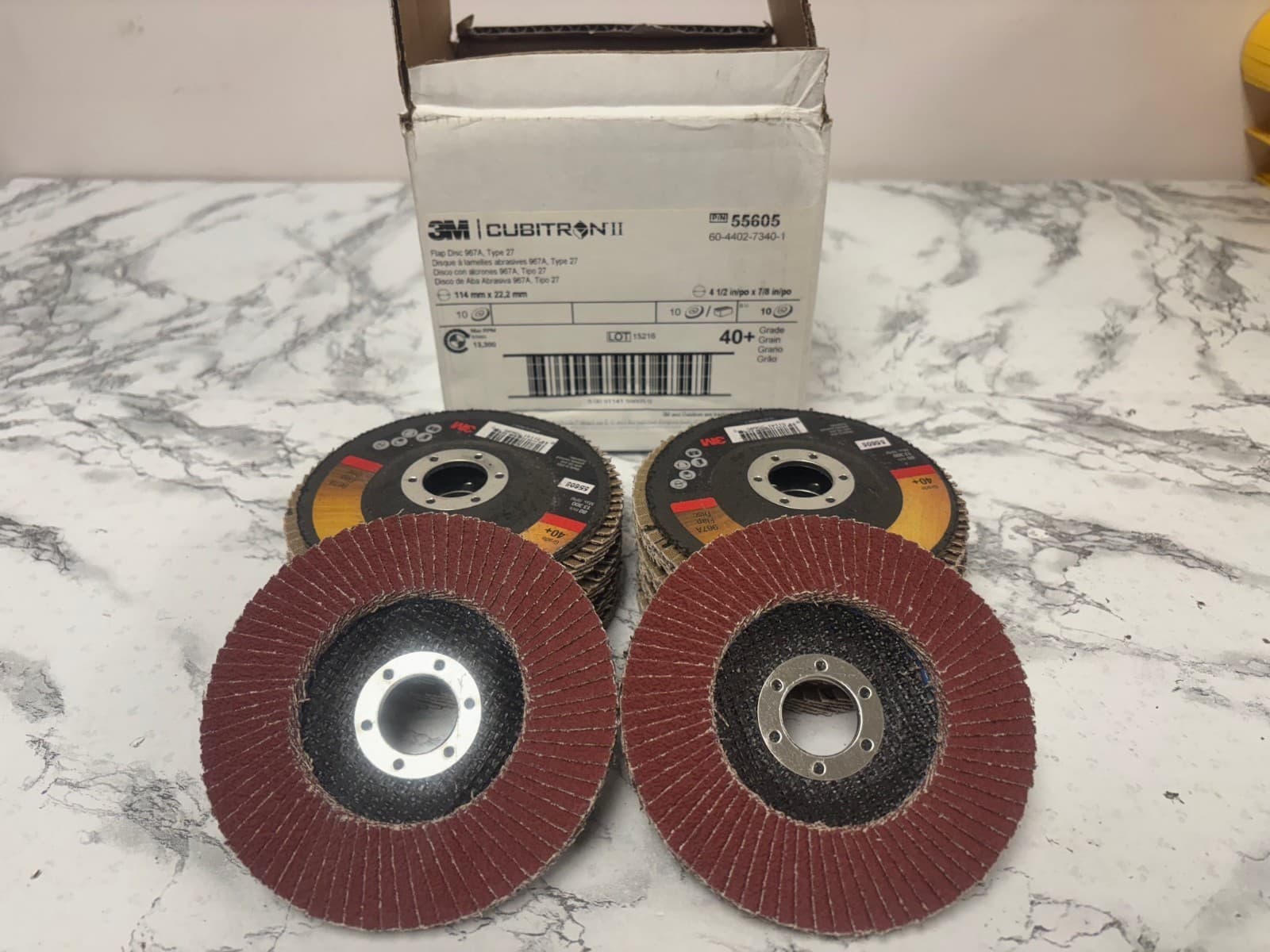 3M Abrasive 405-051141-55605 Cubitron Ii Flap Disc 967A- 4.5 in.- 40 Grit- 2