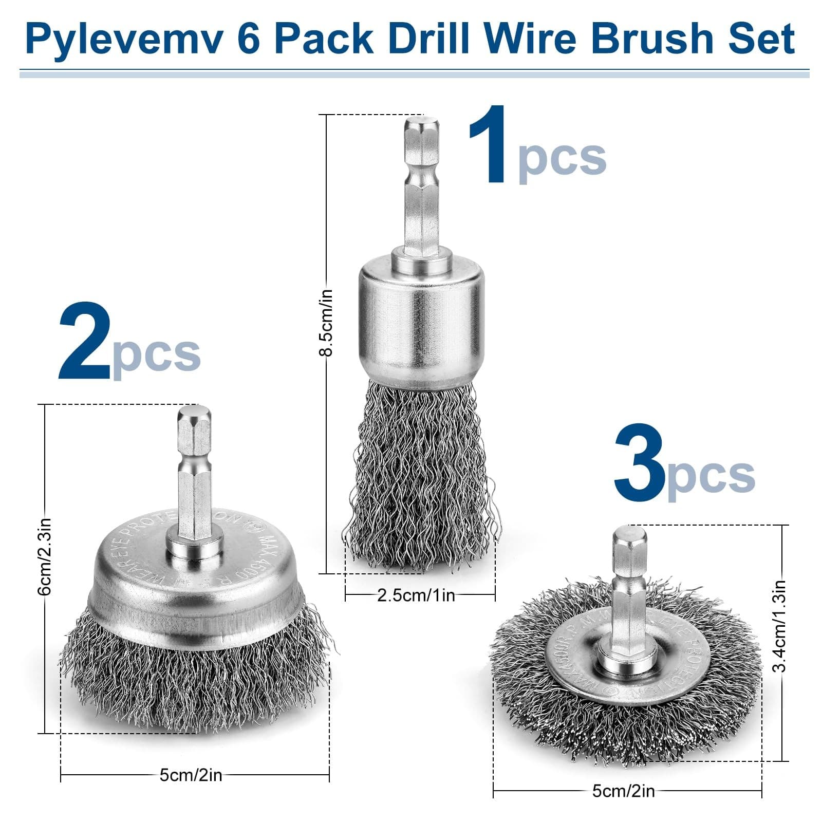 Pylevemv 6Pcs Professional Wire Wheel Carbon Steel Wire Brush for Drill Drill... 2