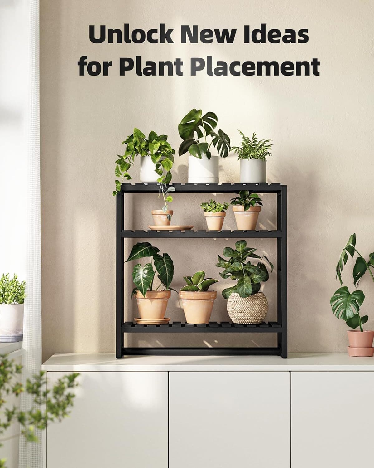 Over Toilet 3-Tier Floating Shelf with Towel Bar, Bamboo, Black 6