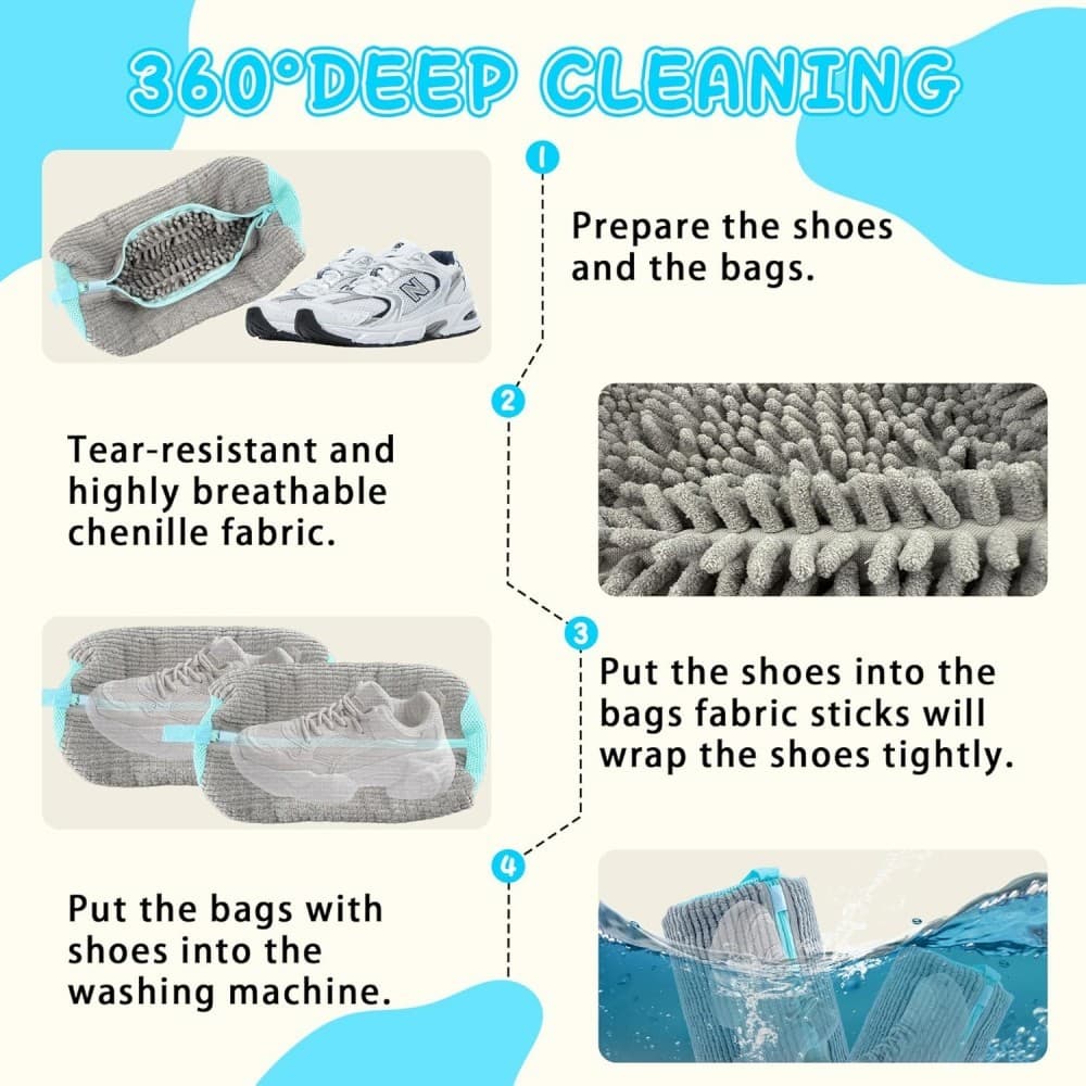 2Pcs Shoe Washing Machine Bag Cleaning Bag for All Shoe Types Laundry Shoe Bag 6