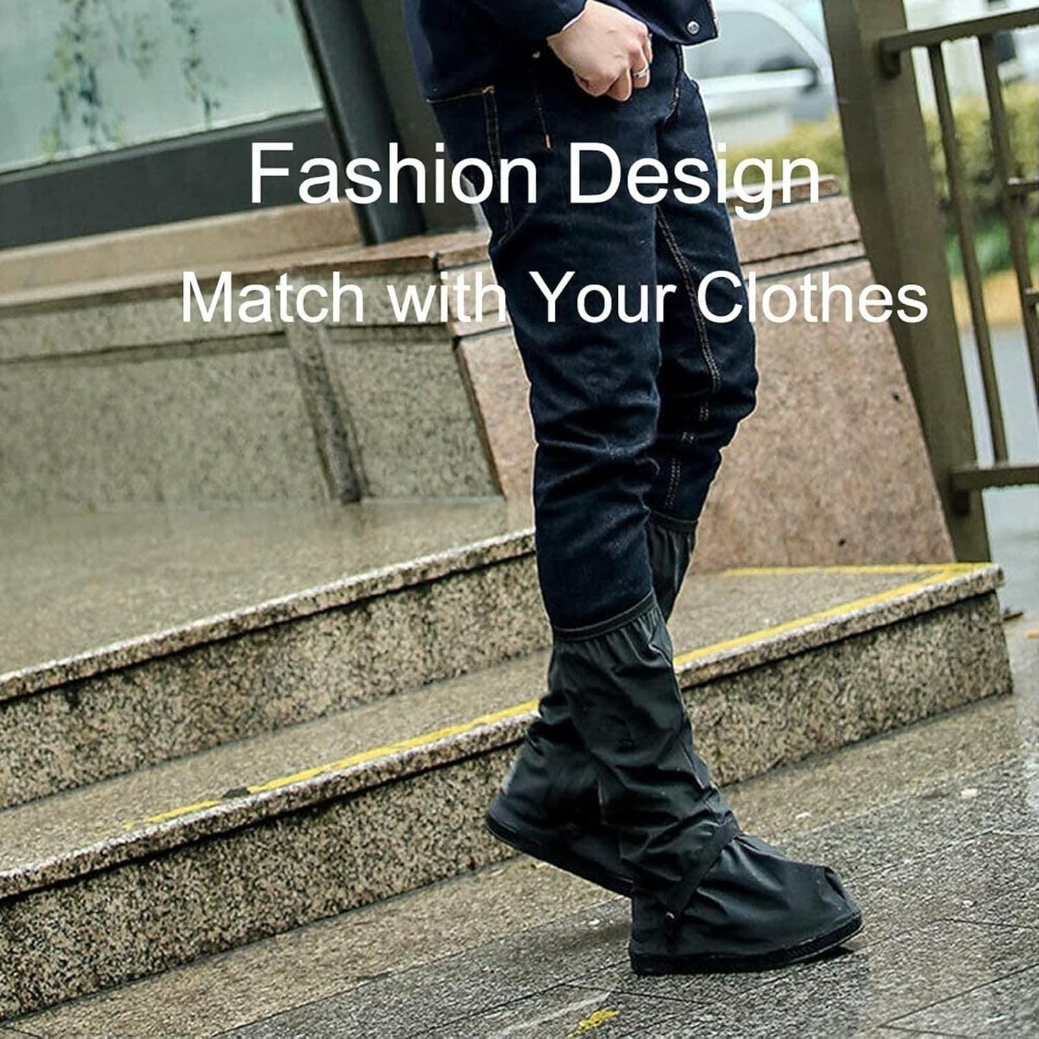 Fundas para zapatos reutilizables botas de lluvia largas para hombres y mujeres 4