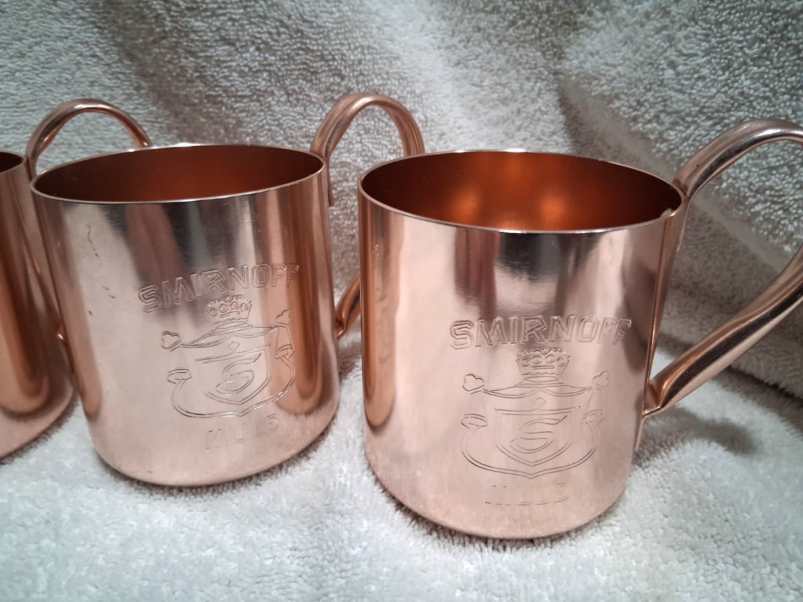 Vintage 1970's 80's Smirnoff Vodka Moscow Mule Cups 10 oz  Copper Mugs Set of 4 3