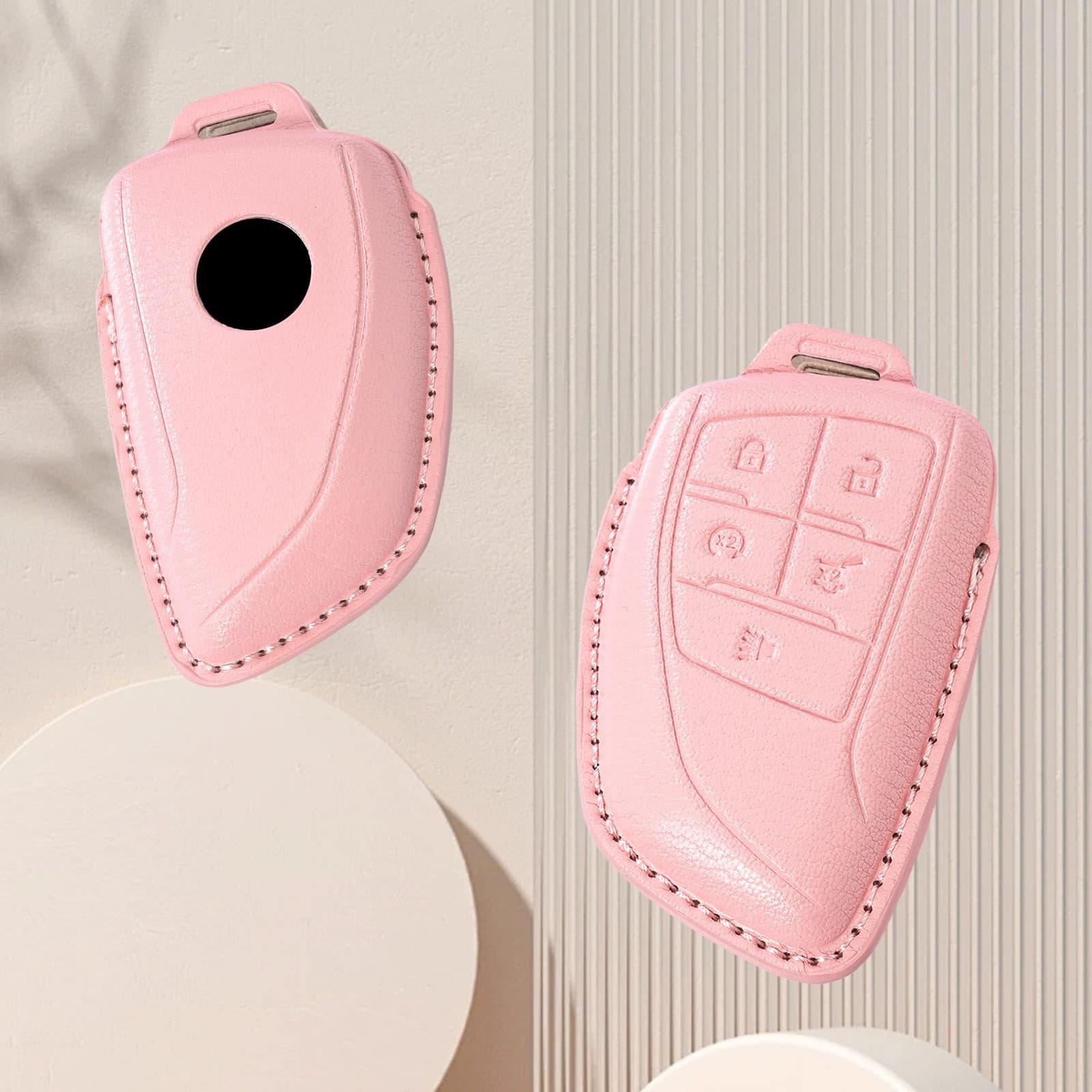 Leather Key Fob Cover with Keychain for Chevy Silverado 1500 GMC Sierra 1500 ... 3