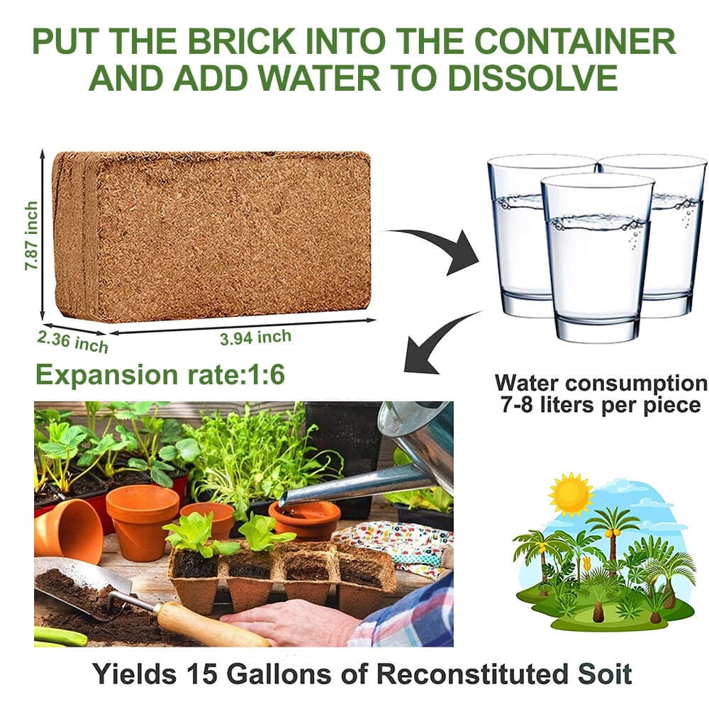 650/5000G Coco Coir Brick Coconut Fiber Growing Potting Soil Plant Growing Media 4