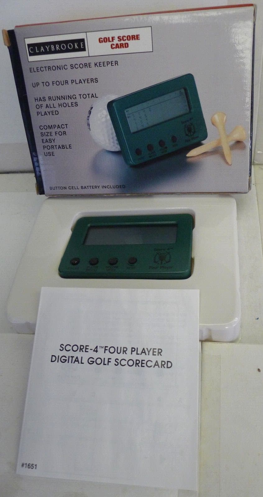 Claybrooke 4-Player Digital Golf ScoreCard 40404 +Box & Manual from 2000 -TESTED