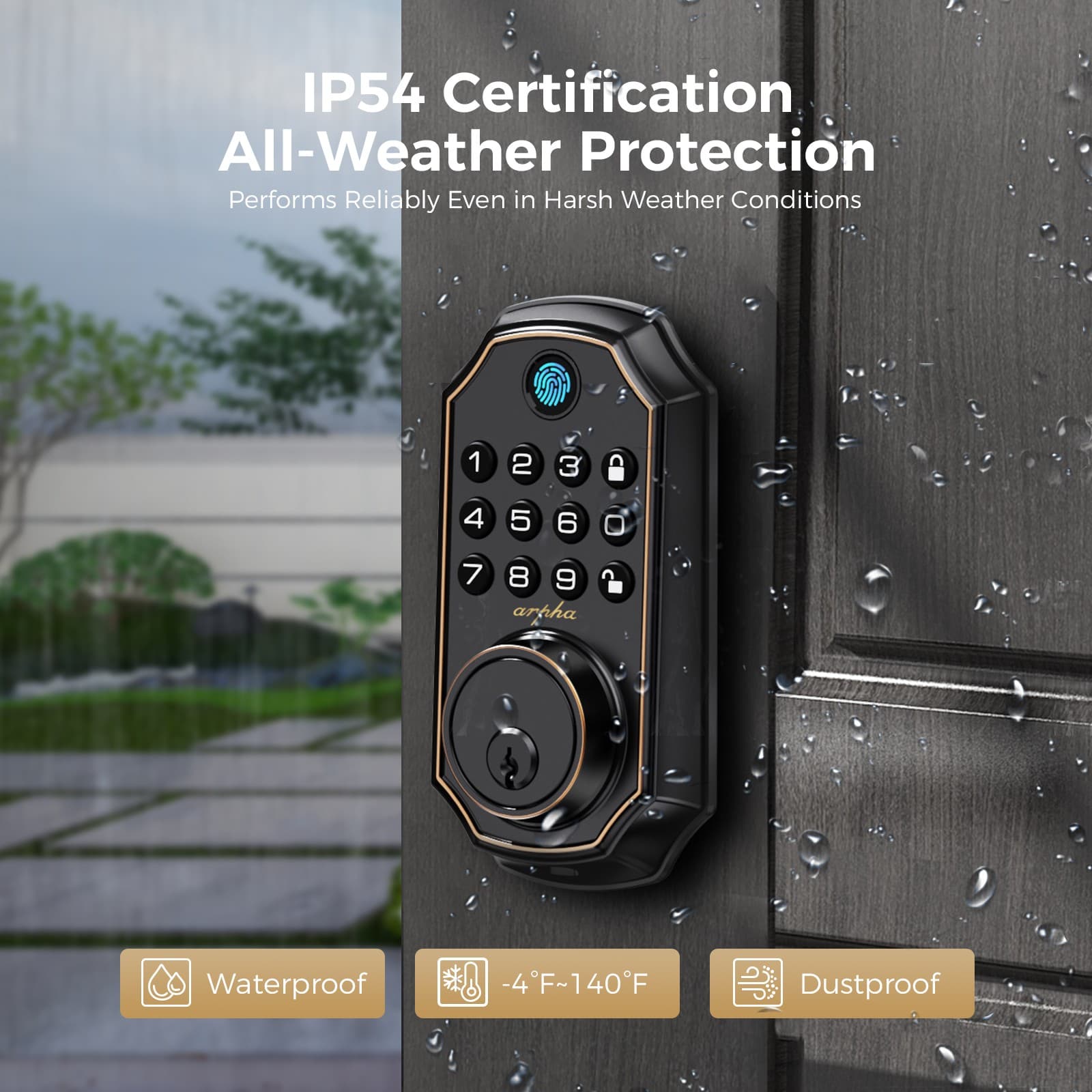 ARPHA Fingerprint Door Lock Biometric Smart Lock APP Bluetooth Keyless Deadbolt 6