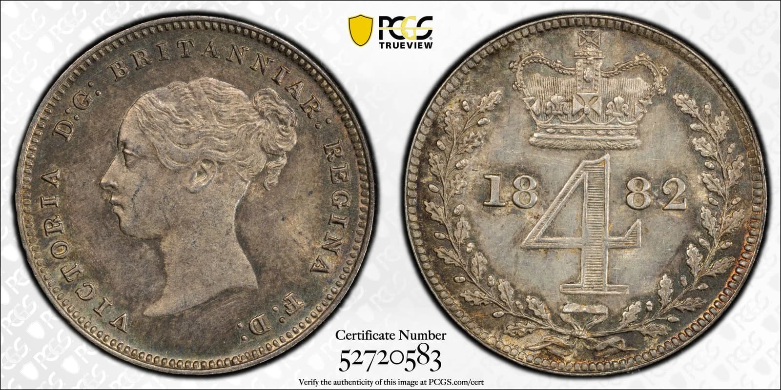 1882 Great Britain 4D Mdy Fourpence Maundy PCGS PL63 - Prooflike 5