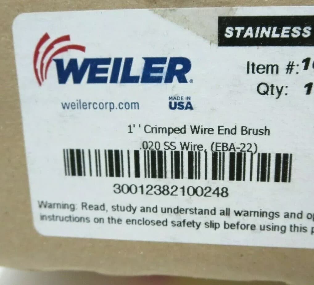 WEILER 10024 1 in .020 Stainless Steel Crimped Wire End Brush Made in USA 5