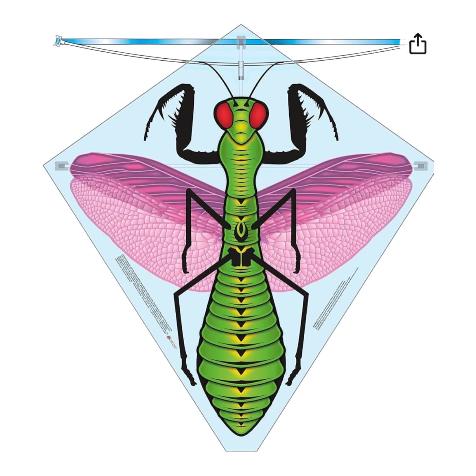 X Kites Buzzing Praying Mantis Kite with Handle Line & Sky Tails 28 in Wide New 2